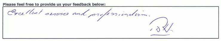 Excellent service and professionalism